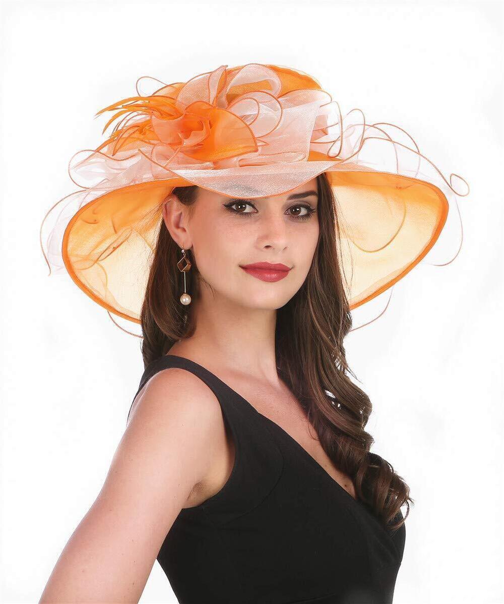 5415 Kentucky Derby Sun Hat Church Cocktail Party Wedding Dress Organza Hat